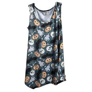 Halloween Tank Top Skull Bats Ghost Pumpkin Print